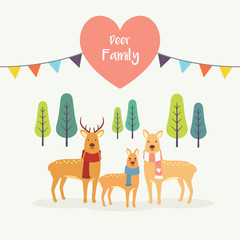 Cute deer family pastel color greeting card 