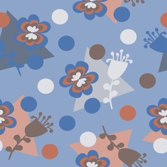 triangles and flowers on a light blue color