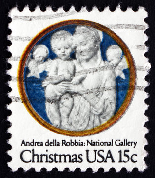Postage stamp USA 1978 Madonna and Child with Cherubim