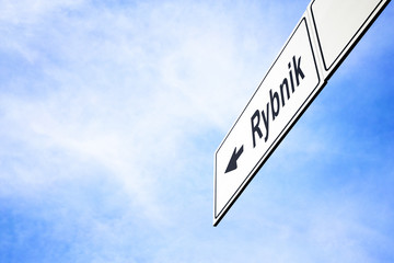 Signboard pointing towards Rybnik