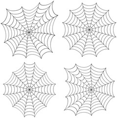 Set of spider webs isolated on white.