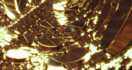 Abstract 3D graphics Background with golden pills.