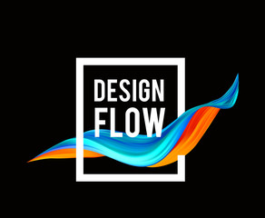 Colorful flow design. Trending wave liquid vector illustration on black