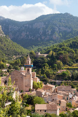 Small village Valldemossa situated in picturesque Tramuntana mountains, Mallorca island, Spain