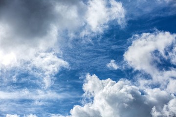 Obraz premium Blue sky from above heave clouds background.