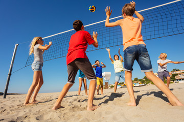 Volleyball competition on the beach in summer