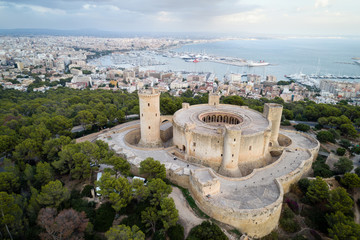 Aerial view of Bellver castle - medieval fortress in Palma de Mallorca, Balearic Islands, Spain © ventura
