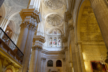 The interior Cathedral of Malaga--is a Renaissance church in the city of Malaga, Andalusia, southern Spain. It was constructed between 1528 and 1782; its interior is also in Renaissance style