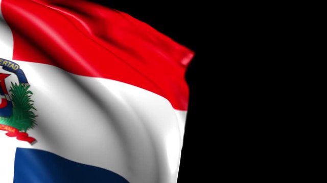 Flag of Dominican Republic. Animated Slow pan to the right over black background. Transition element