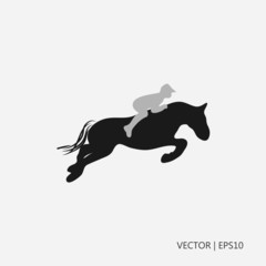 Rider on a horse. Jockey: vector illustration