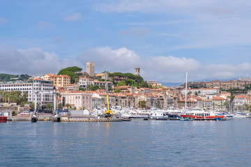 Fototapeta na wymiar Cannes city port at daylight