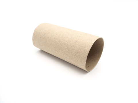 Tissue paper roll core. Empty roll on toilet paper isolated on a white background.