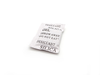 Silica gel packets isolated on a white background.