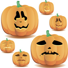 Halloween pumpkins set 11, vector illustration