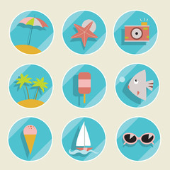 Set of summer elements. Summer holidays concept. Vector illustration