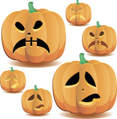 Halloween pumpkins set 13, vector illustration