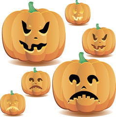 Halloween pumpkins set 15, vector illustration