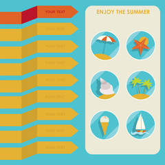 Set of summer elements. Summer holidays concept. Vector illustration