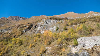 autumn hike to grosses Wiesbachhorn in glocknergruppe  hohe tauern in austria
