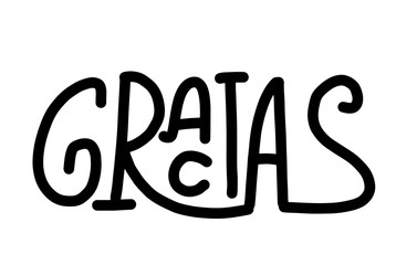 Thank you lettering in spanish: Gracias! Hand drawn phrase. Handwritten modern brush calligraphy for invitation and greeting card, t-shirt, prints and postersChalk texture background