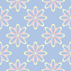 Pale blue seamless background. Floral pattern