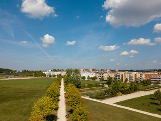Aerial view on Scharnhauser Park near Stuttgart, Germany