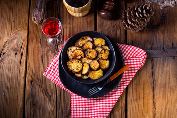 Melitzanes Tiganites - fried aubergines in the Greek style.