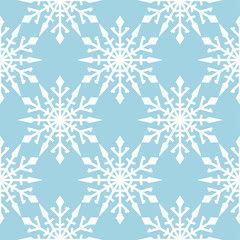 Snowflakes. Seamless pattern. Blue and white winter ornament