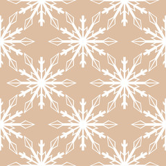 Snowflakes. Seamless pattern. Brown beige winter ornament