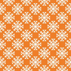 Snowflakes. Seamless pattern. Orange and white winter ornament