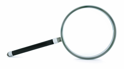 3D Magnifier glass isolated on white background