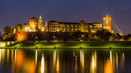 Fototapeta na wymiar Fantastic night Cracow, Wawel Castle in Poland