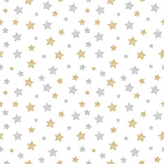 Seamless pattern with hand drawn stars. Vector.