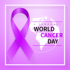 World cancer day symbol, 4 february. Ribbon symbol. Medical Design. Vector illustration