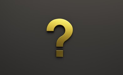 Golden Question Mark Isolated. 3D Render illustration