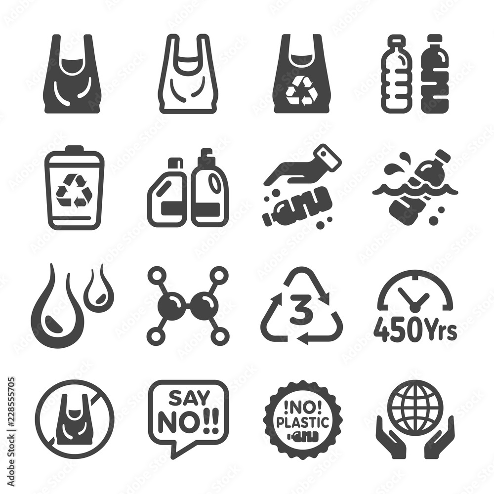 Poster plastic icon set