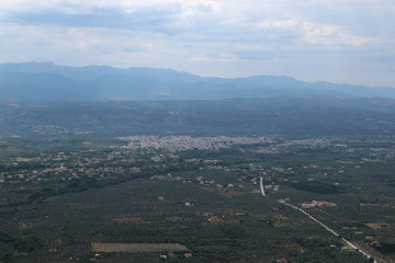 Panorama of city Sparta from Taygetos mountains, Peloponnese, Greece