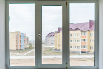 isolated white double or triple plastic window isolated at home room f