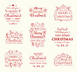Concept of Christmas ornaments with wishes. Vector.