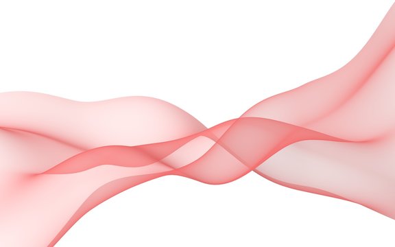Abstract light red wave. Bright light red ribbon on white background. Abstract red smoke. Light red scarf. Raster air background. 3D illustration © Plastic man
