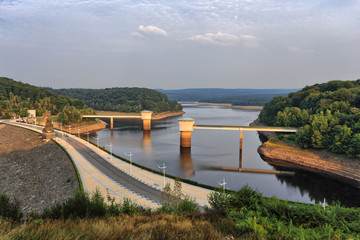 Obraz premium View of the Gileppe Lake in Belgium