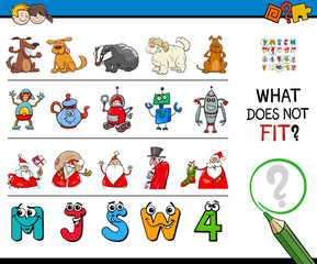 find mismatched picture in a row educational activity