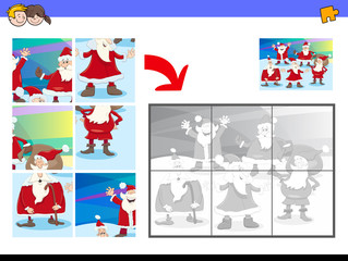 Obraz na płótnie Canvas jigsaw puzzles with Santa characters