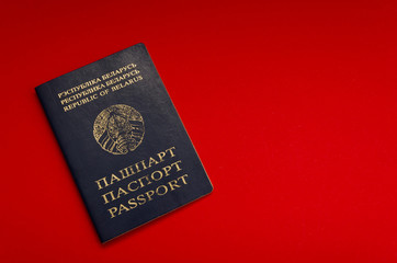 Belarusian passport on the red background