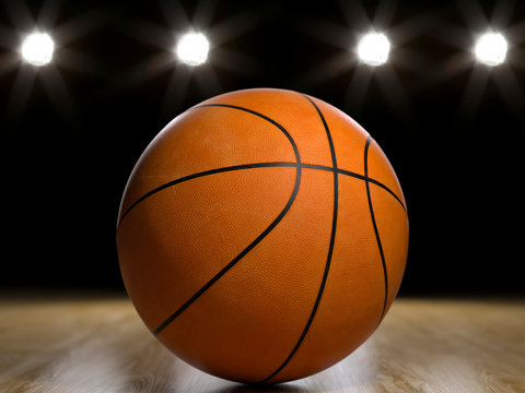 Basketball close-up on studio background - Stock image