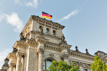 Fototapeta na wymiar Reichstag building tower, seat of the German Parliament. Berlin, Germany