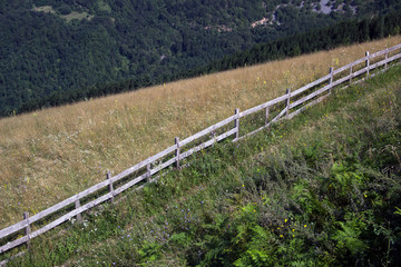 Countryside, Western Serbia - Wooden farm fence on a pasture edge