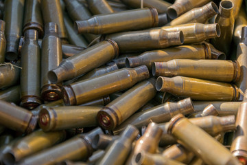 Kalashnikov cartridge cases, close-up