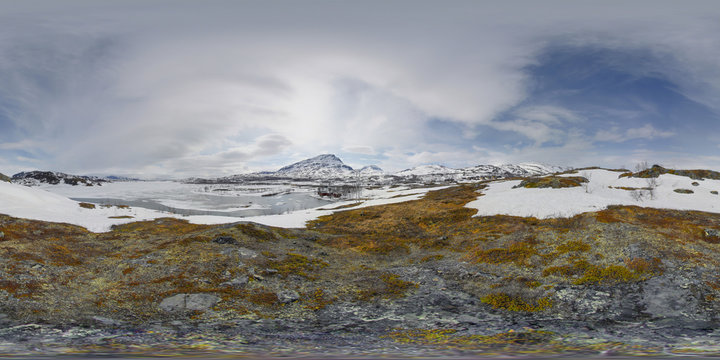 Katterjakk, Frozen Lake Near The Riksgransen, Kiruna N, Sweden