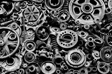 Steampunk texture, backgroung with mechanical parts, gear wheels